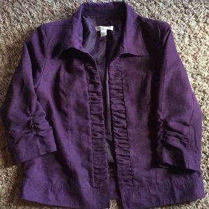 3/4 sleeve faux suede feel jacket